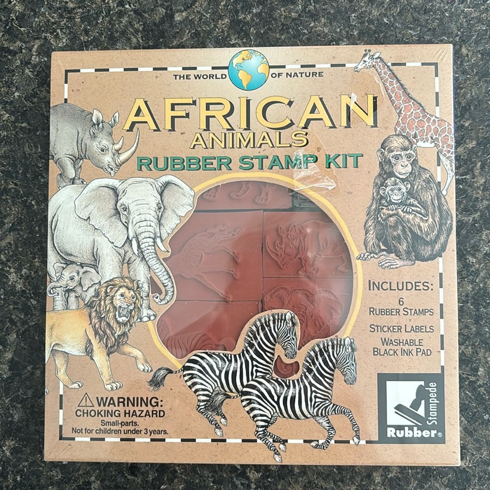 African Animals Rubber Stamp Kit NWT